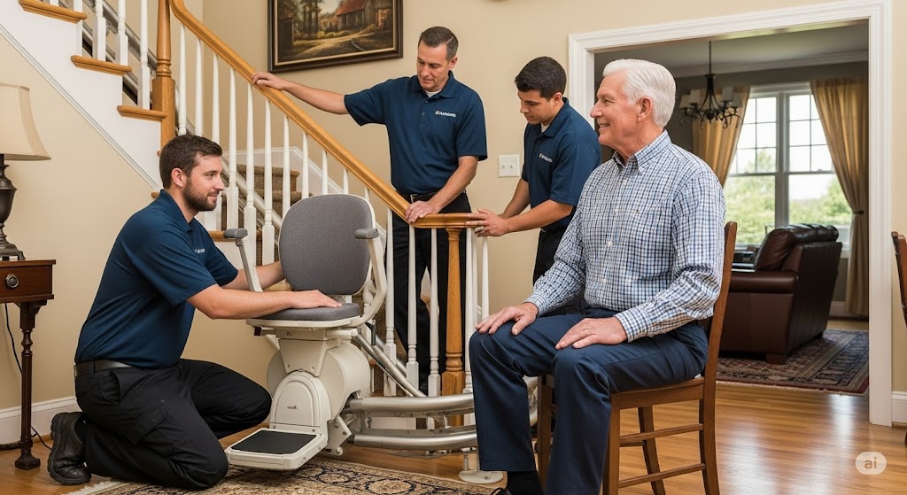 Old Man on Stair Lift